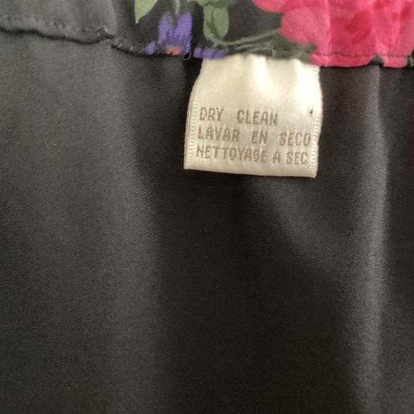 90s y2k Fairycore Gauze Lined Flowy Rose Print black background midi maxiskirt S - Picture 12 of 12